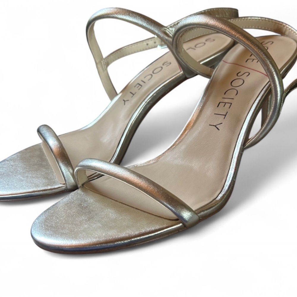 Sole Society Silver gold  Strappy Heeled Sandals